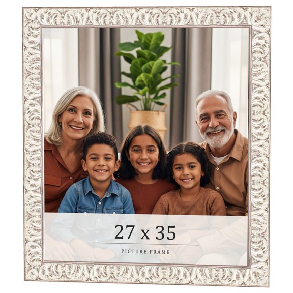 27x35 Frame White Real Wood Picture Frame Width 1.5 inches | Interior Frame Depth 0.5 inches |