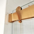 thumbnail image 5 of MCOCOD 56 to 61 in. W x 72 in. H Frameless Double Sliding Shower Door with Soft-Closing, 3/8" (10 mm) Clear Tempered Glass, Waterproof Bathroom Alcove Shower Doors, Brushed Gold Finish, 5 of 8