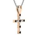 thumbnail image 2 of Dazzlingrock Collection 0.25 Carat (ctw) Round Black Diamond & Baguette White Diamond Religious Cross Pendant for Women with 18 Inch Silver Chain in 10K Rose Gold, 2 of 4