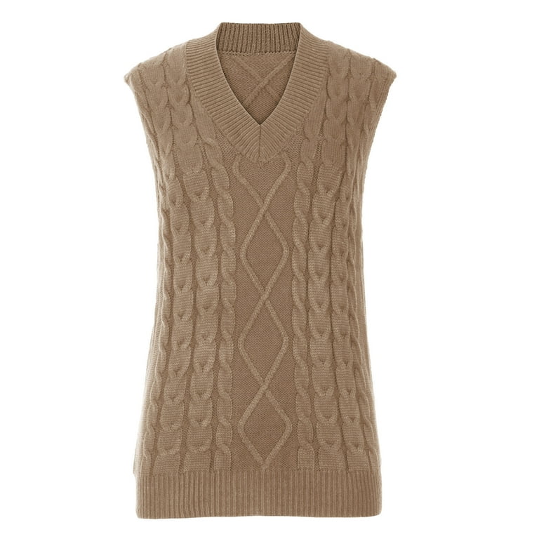 Cable-Knit V-Neck Sleeveless Sweater Vest – KesleyBoutique