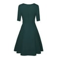thumbnail image 5 of Elainilye Fashion Dresses for Women 2024 Casual Long Sleeve High Waist Round Neck Ladies Tops dress Knee Length Dress,Green, 5 of 6