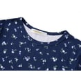 thumbnail image 2 of Cooltree Crewneck T-Shirt for Girls - Navy Blue Soft Ditsy Floral Pointelle Long Sleeve Pullover Stylish Tops Size 10, 2 of 7