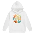 thumbnail image 5 of Girls 2 Piece Outfits Sweatsuit Jesus Loves You Letter Print Hoodie Sweatshirt and Sweatpant Tracksuit Athletic Jogger Sets,White,2-3 Years, 5 of 6