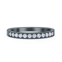 Black Tone, Simulated Cubic Zirconia Size-7 Half Eternity Ring Wedding Engagement Band 925 Sterling Silver