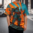 thumbnail image 2 of Men Japanese Samurai Dragon Graphic Crew Neck T-Shirt, Loose Fit Short Sleeve Cool Oriental Print Basic Tee Summer Street Casual Daily Tops(Orange1,XXXXXL), 2 of 5