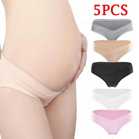 

5PCS Pregnant Women Cotton Maternity Underwear U Shape Low Waist Briefs Plus Size Panties