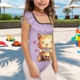 thumbnail image 3 of Uorisanigo Girls Swimsuits Kids Funny Cat One Piece Ruffle Shoulder Bathing Suit Swimwear Quick Dry Beach Pool Swimwear, Size 3-4, 3 of 7