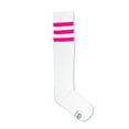 thumbnail image 3 of Neon Nation Unisex Adult White Knee High Socks with Various Colored Stripes (Neon Pink Stripes), 3 of 5