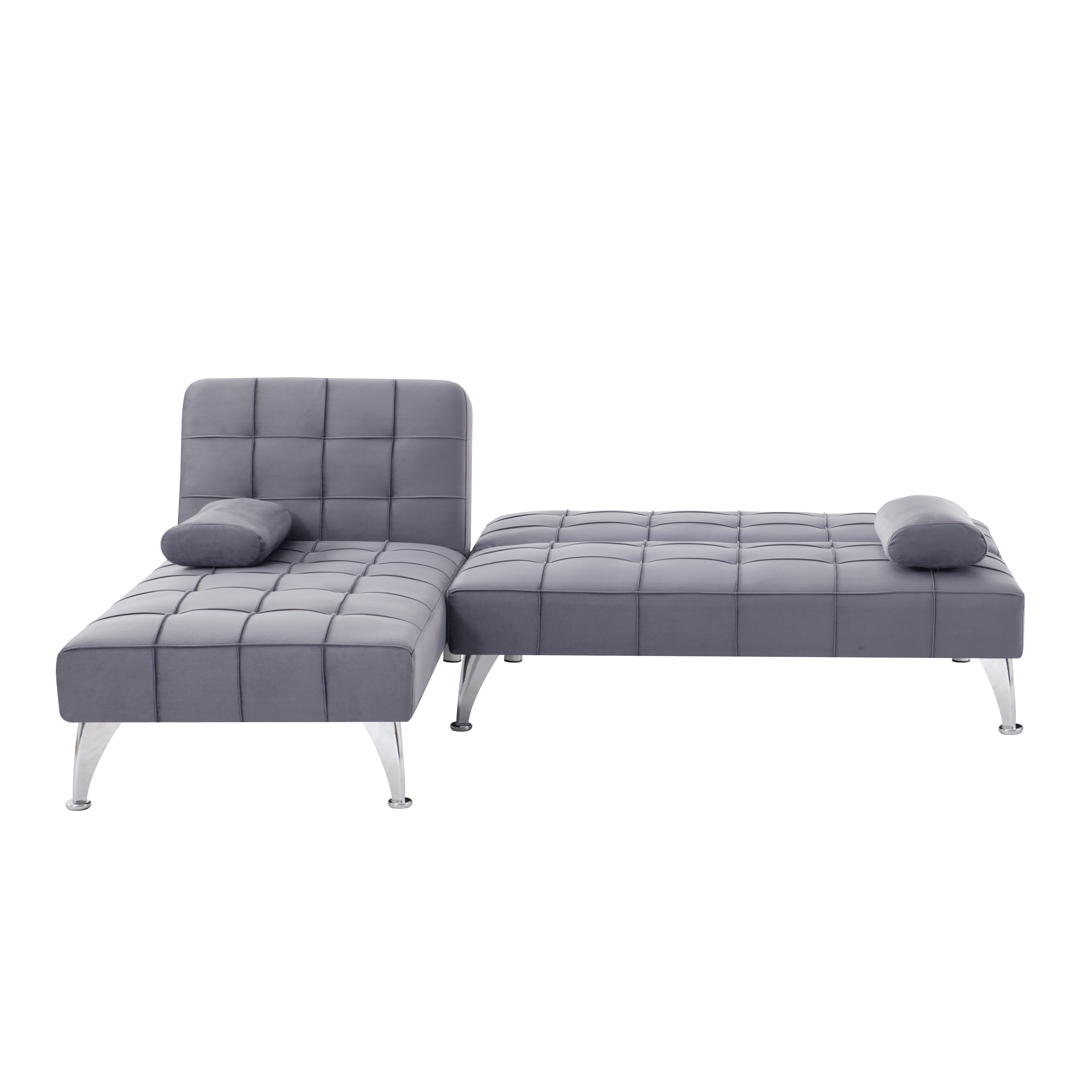 BSHTI Velvet Sectional Sofa 78.35” L Shaped Couch with Sleeper Function – Split-back design Modern Convertible Sleeper Sofa Bed for Living Room, Gray
