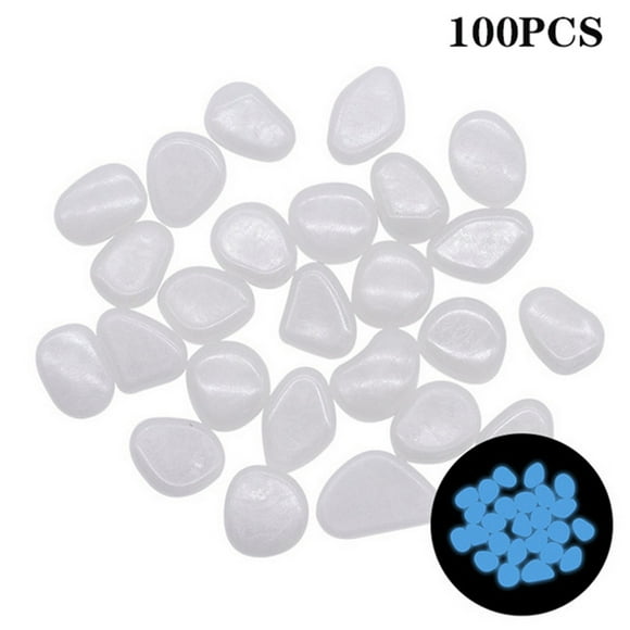 Iumwxz 100pcs in The Dark Pebbles Luminous Stones Rocks For Garden Deco home decor White plastic Rollback