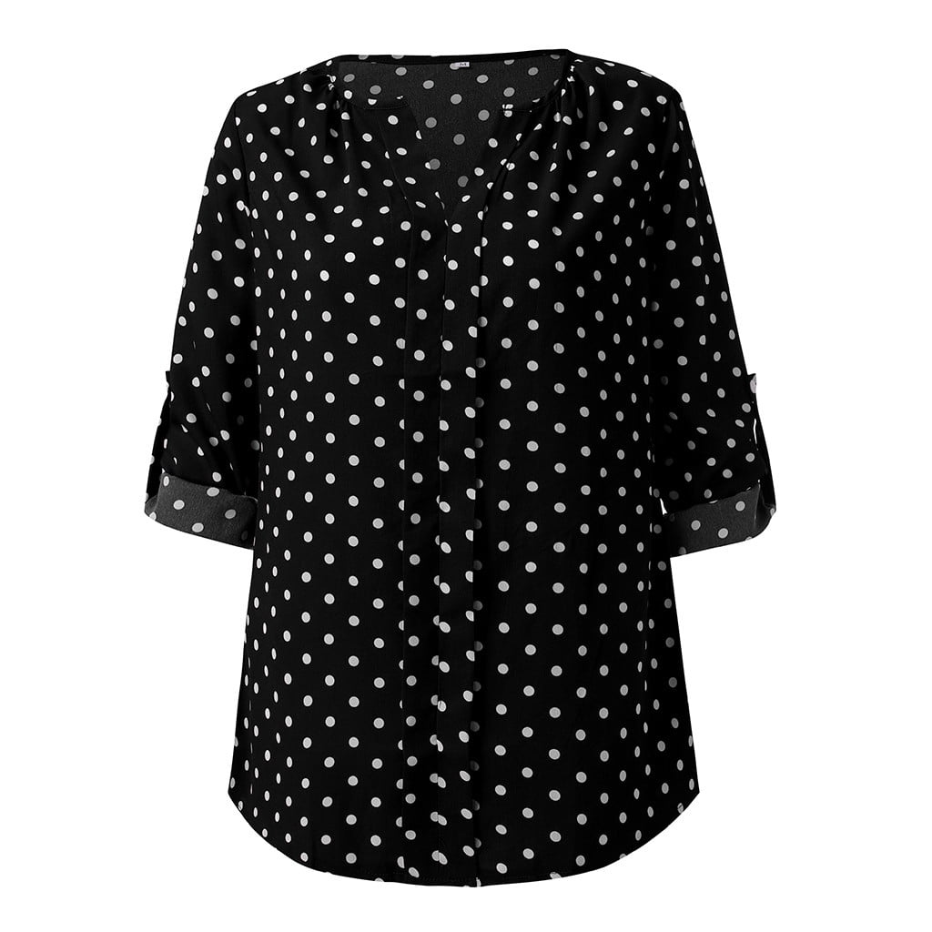 t shirts for women Women Polka Dot 3/4 Sleeve Blouse Tops Ladies 