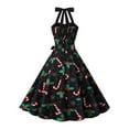 thumbnail image 5 of IWRICH Christmas Dresses for Women Elegant Sleeveless Halter Neck Dress Bowknot Cute Graphic Xmas Party Outfit Black5 S, 5 of 7