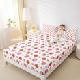 thumbnail image 4 of Homewish Girly Pink Strawberry Queen Sheet Sets for Kids, Cute Love Heart Flat Sheet, Cartoon Ribbon Bowknot Queen Fitted Sheet, Microfiber Bedroom Decor, 4 Pieces, 4 of 7