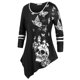 thumbnail image 1 of Camiseta Irregular con Estampado de Calavera en Talla Extra Rosegal  Mangas largas de talla grande, 1 of 5
