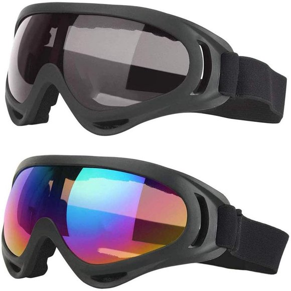 Hweilai Pieces Outdoor Ski Goggles, Men's & Women's Ski Goggles, Adjustable Windproof UV Protection PC Era Snow Goggles for Skiing for Mountaineering, Skiing, Surfing (Colorful, Grey)