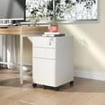 thumbnail image 7 of 3-Drawer Mobile File Cabinet with Lock, All-Steel Metal Storage on Wheels, Two Shallow & One Deep Drawer for Office/Home, Fully Assembled, White, 110lbs/Drawer, Anti-Tip Design, 7 of 7