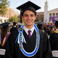 thumbnail image 6 of Class of 2026 Graduation Leis Handmade Ribbon Lei Double Braided Necklace with Grad Letters 47 Inch Gold Purple for High School College Graduates Senior Gift, 6 of 7