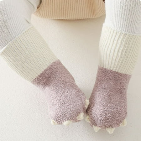 

kpoplk Baby Boy Socks Small Paws Baby Socks Floor Socks Baby Cotton Socks Autumn Winter New Half Velvet Soft Skin Boys Girls(Pink)