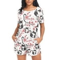 thumbnail image 4 of joogoo Women's Pajama Set Cat on Cherry Branch Short Sleepwear Loungewear with Pockets M, 4 of 7