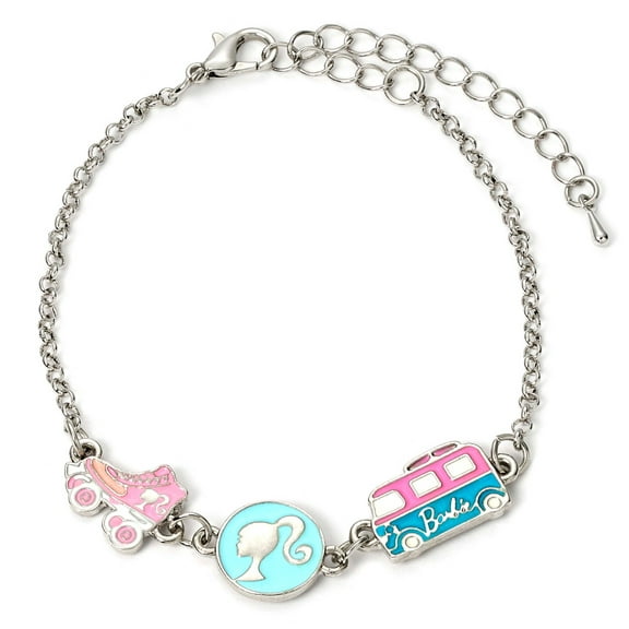 Barbie™️ Charm Bracelet with three enameled Charms - Silhouette, Skate, & Camper van
