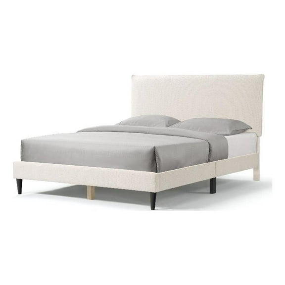 Bowery Hill Modern Boucle Fabric Mattress Ready Queen Bed in White