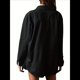 thumbnail image 5 of Chaqueta Vaquera Holgada de Larga con Bolsillo y Botones para Mujer, Estilo Informal, con Cuello en V y Botones. Negro M, 5 of 6