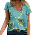 thumbnail image 1 of Camisetas con estampado floral con cuello en V para mujer Blusas femeninas cómodas a la moda Tops OAVQHLG3B Store  lin121212, 1 of 4