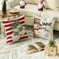 thumbnail image 5 of Sm:)e Christmas Snowman Reindeer Gloves Eucalyptus Throw Pillow Covers Red, 20 x 20 Inch Winter Holiday Stripes Cushion Case Decoration for Sofa Couch Set of 4, 5 of 7