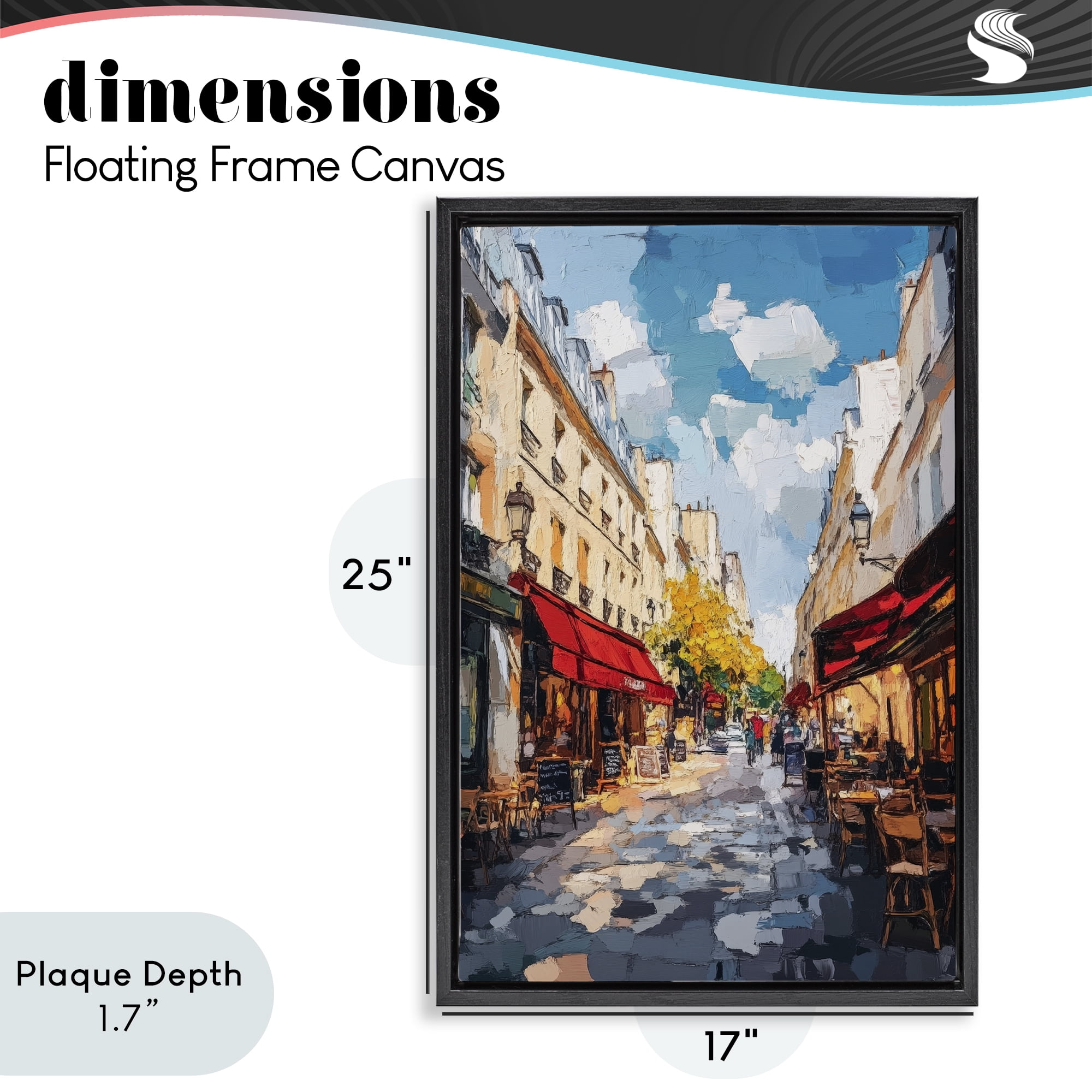 Stupell Industries Charming Paris Street Scene Black Framed Floater Canvas Wall Art, design by Petal Prints Design