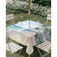 thumbnail image 2 of Summer Beach Palm Tree Outdoor Tablecloth with Umbrella Hole, Blue Coastal Tropical Ocean Spillproof Waterproof Outdoor Table Cover, Patio Tablecloths for Party/Garden/Picnic, Square 54"x54", 2 of 9