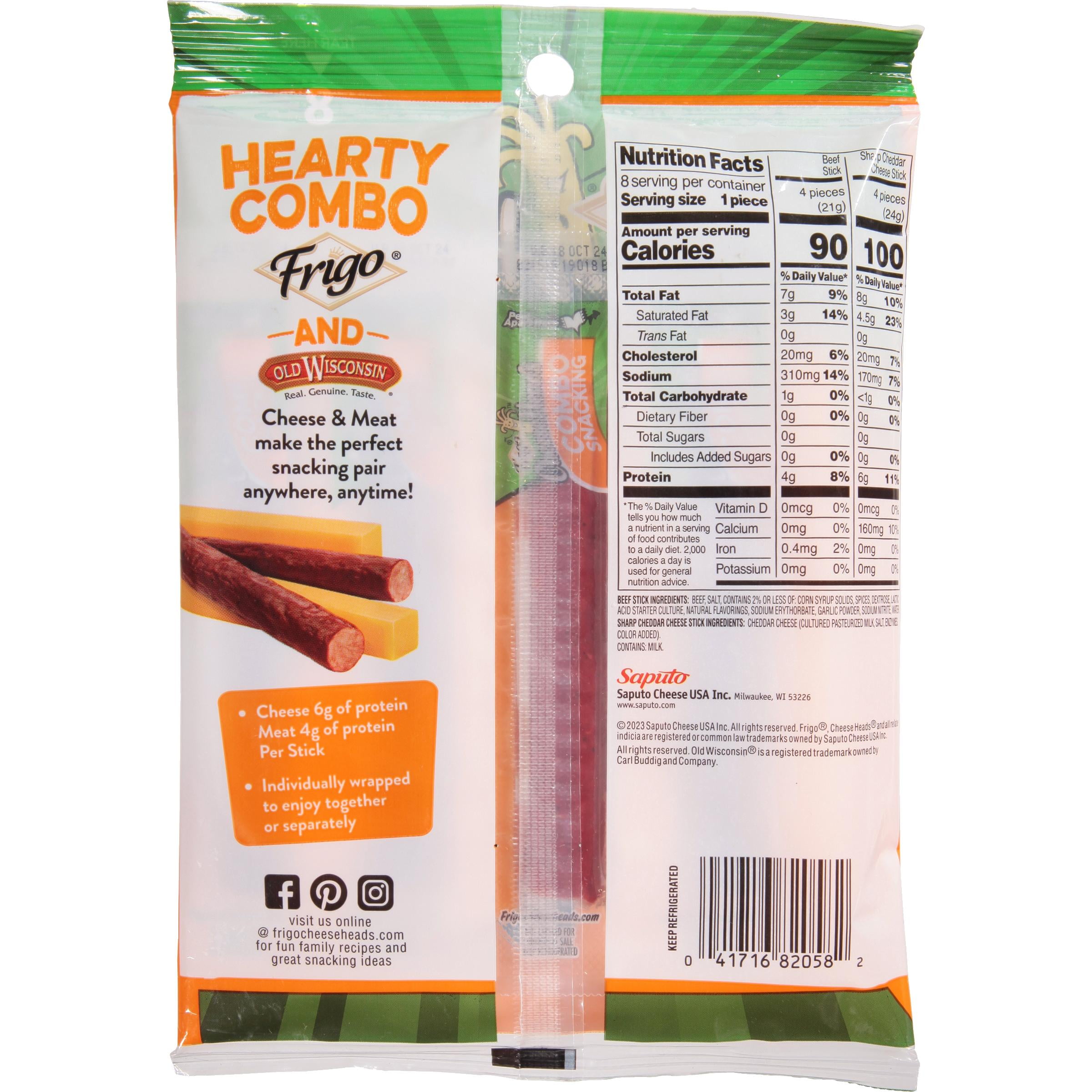 Frigo® Cheese Heads® Sharp Cheddar & Beef Sticks Combo pack, 6.32 oz, 8 Count