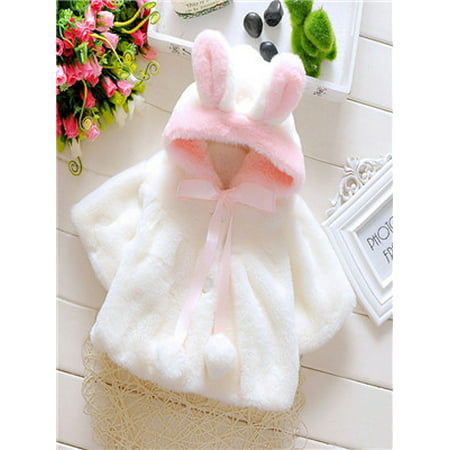 Baby Infant Girls Fur Winter Warm Coat Cloak Jacket Thick Warm