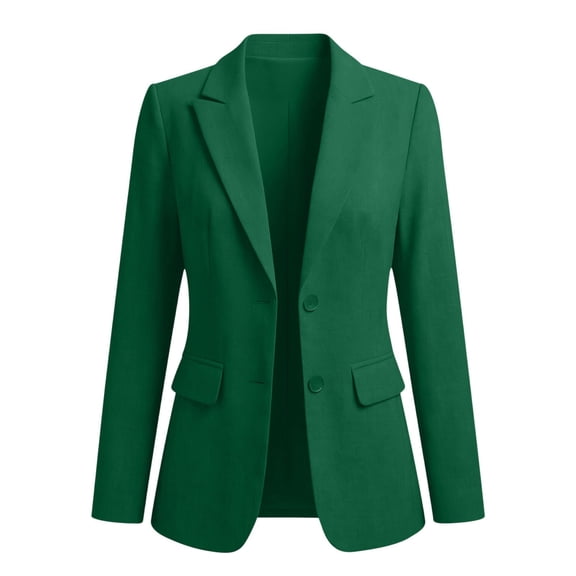 Yanchicy Blazer for Women Lapel Collar Long Sleeve Two Button Work Office Jacket Solid Color Business Casual Dressy Outerwear With Flap Pockets For Daily Commute Interview Going Out Outfits