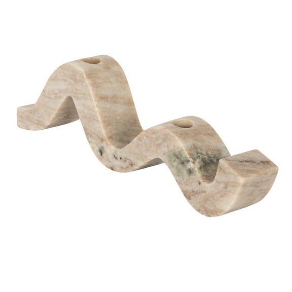 Bloomingville Marble Wave Double Taper Candle Holder, Beige