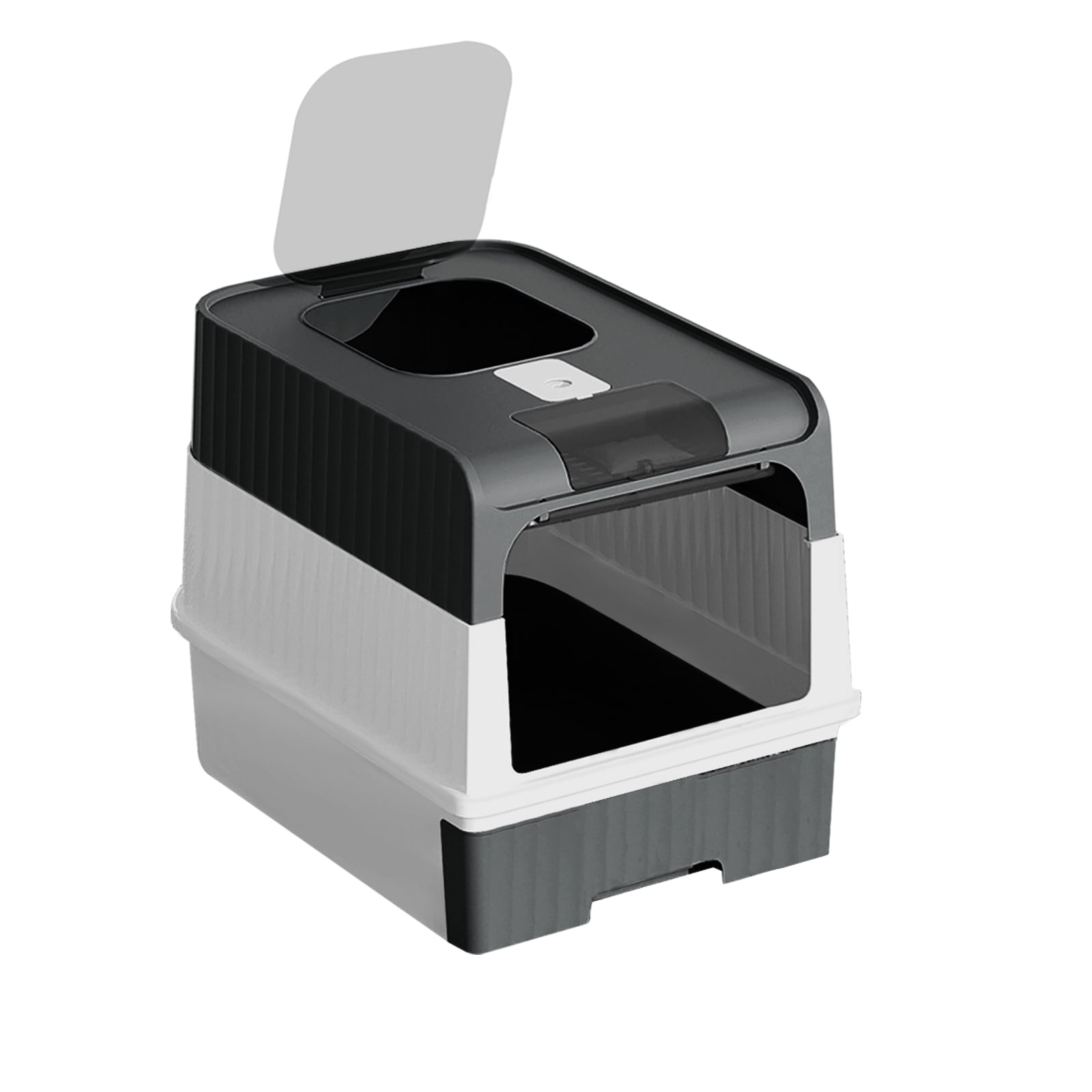 Cat Litter Box, Enclosed Removable Litter Boxs for Big Cats, Front Entry Top Exit Kitty Box Odor Control (Black)