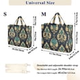 thumbnail image 2 of FORMRS Womens Corduroy Tote Bag Crossbody Shoulder Handbag with Pocket, Green Peacock Pattern, 2 of 7
