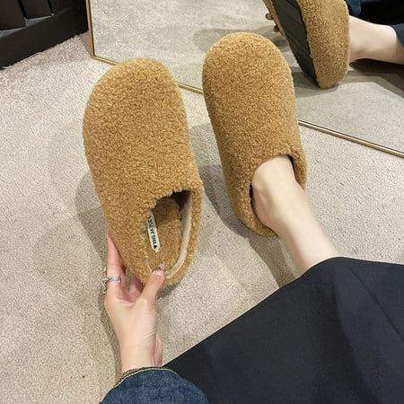 

Women s Teddy Fleece Indoor Slippers Soft Warm Fleece Non-Slip Home Bedroom Shoes Slip on Cozy Footwear