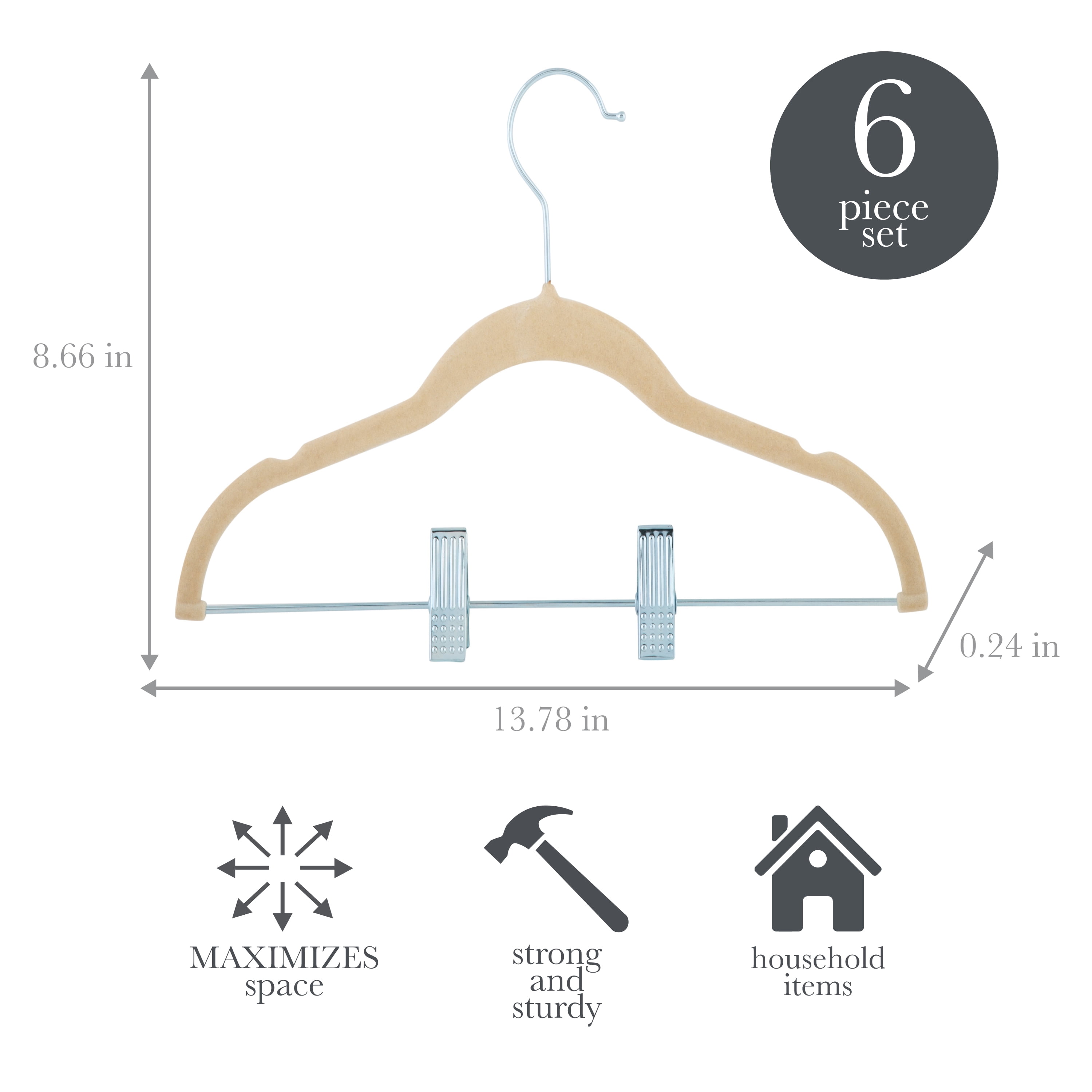 Simplify 60 Pack Children's Velvet Hangers in Ivory