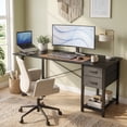thumbnail image 7 of EDX Computer Desk with 2 Drawers 47 Inch PC Table Study Writing Desk with Storage Shelf Headphone Hook, Simple Style Small Desk for Home, Black Grain, 7 of 7