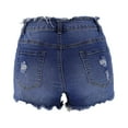 thumbnail image 5 of Women's Ripped Shorts Distressed Denim Short Jeans Pants Button Fly High Waisted Raw Hem Summer Casual Beach Y2k Slacks (M, Dark Blue-K), 5 of 6