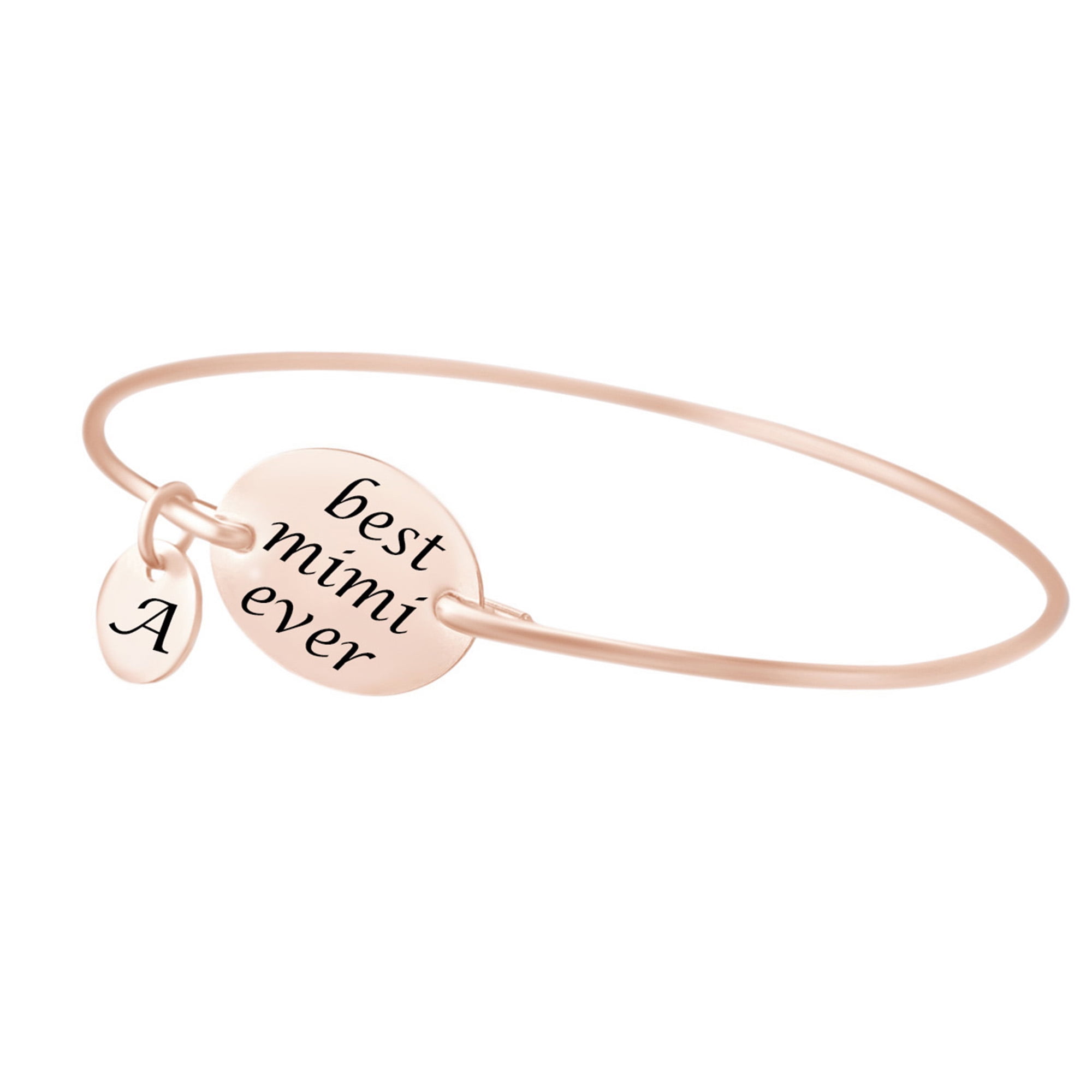 Initial Letter Customize Best Mimi Ever Bangle Bracelet 14k Rose