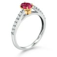 thumbnail image 3 of Gem Stone King 925 Sterling Silver and 10K Yellow Gold Pink Tourmaline and White Lab Grown Diamond Engagement Ring for Women (0.66 Cttw, Oval 6X4MM, Gemstone October Birthstone, Size 7), 3 of 4
