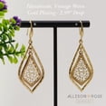 thumbnail image 7 of ALLISON ROSE ATELIER – Boho Dangle Earrings – Worn Gold Plating with Filigree Design Medallion in a Chandelier Shape – Long size 2.99” Length. Lightweight Bohemian Dangle Earrings for Women, 7 of 7