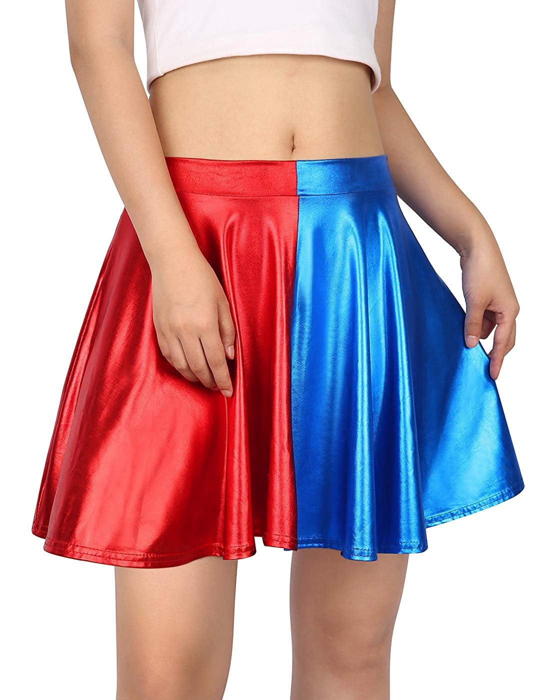 HDE HDE Plus Size Shiny Liquid Skater Skirt Flared Metallic Wet Look