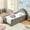 Gray, variant on Twin Size Bed Frame with Dinosaur Headboard, Upholstered Boucle Fabric Twin Daybed with Safety Guardraild, Low Profile Platform Bed Frame for Girls and Boys