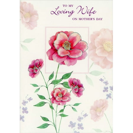Designer Greetings Silver Foil Trim on Pink Flowers: Wife Mother's Day (Best Mothers Day Cards For Wife)