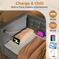 thumbnail image 5 of Upholstered Twin Daybed with Hydraulic Storage, USB & Type-C Charging, Velvet Tufted Sofa Back, Gray Bed Frame, Space-Saving Design, 5 of 8