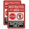thumbnail image 2 of 2 Pack Restricted Area Sign Authorized Employees Only 14 x 10 Inches Stop Do Not Enter Metal Reflective Rust Aluminum Weatherproof UV Protected Easy Mounting Indoor Outdoor Use, 2 of 4