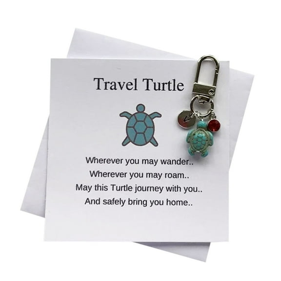 Viflosae Key Ring Stocking Stuffer Ideas Valentines Day Gifts Travel Turtle Keychain Pendant Letter Turquoise Jewelry