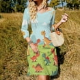 thumbnail image 3 of Cute Dinos in Sunny Field Womens Summer Dress Tie Back A Line Flare Dress, 3 of 9